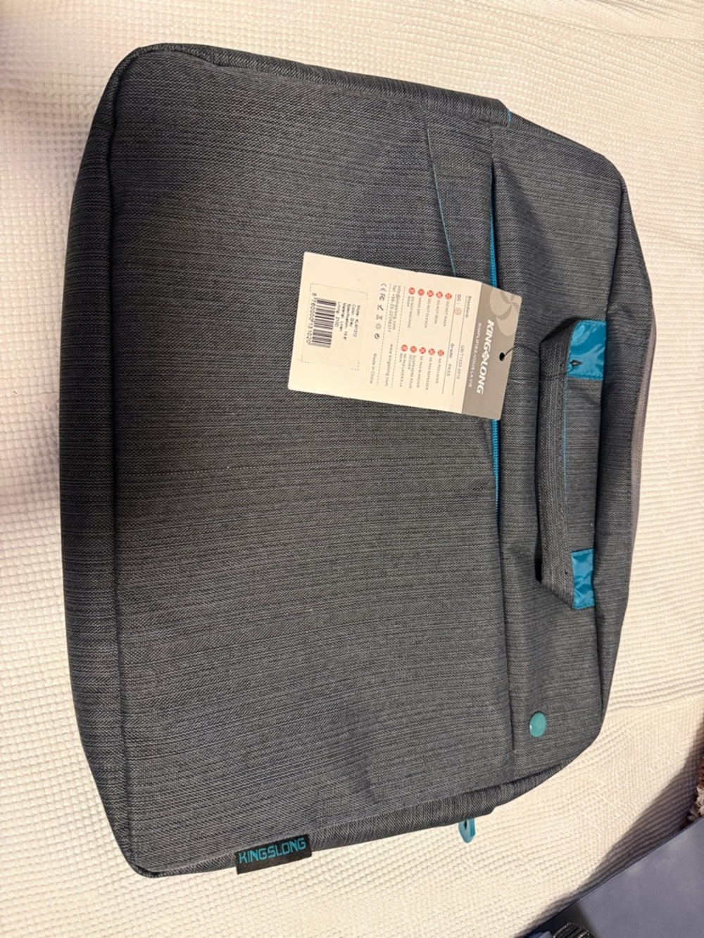 Gray Laptop Sleeve with Blue Accents